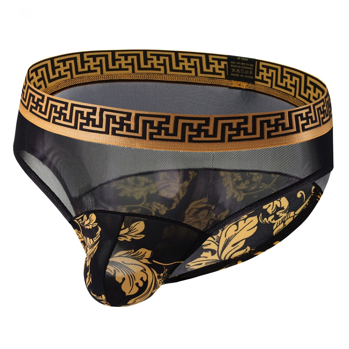 

Men's Bulge Briefs Gays Sexy Mid Waist U Convex Pouch Underwear Mesh Printed Patchwork Sissy Erotic See Through Panties Knickers