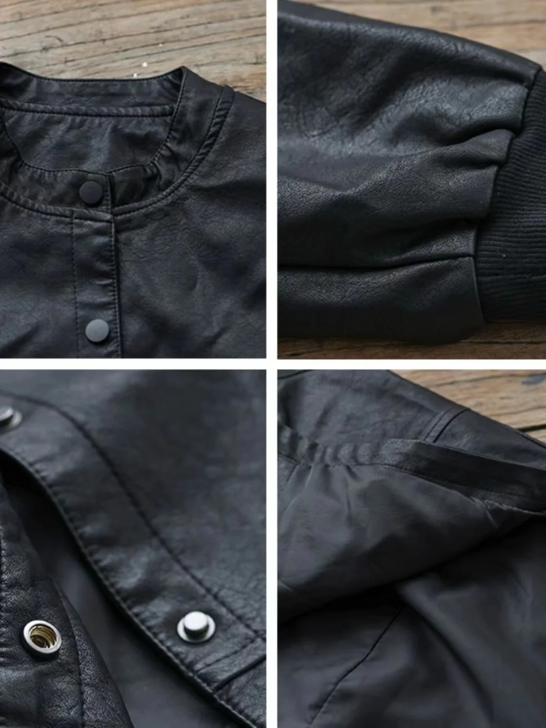 Chaqueta de cuero de talla ande para mujer, estilo nuevo de otoño/invierno, uesa, de manga larga, para uso diario.