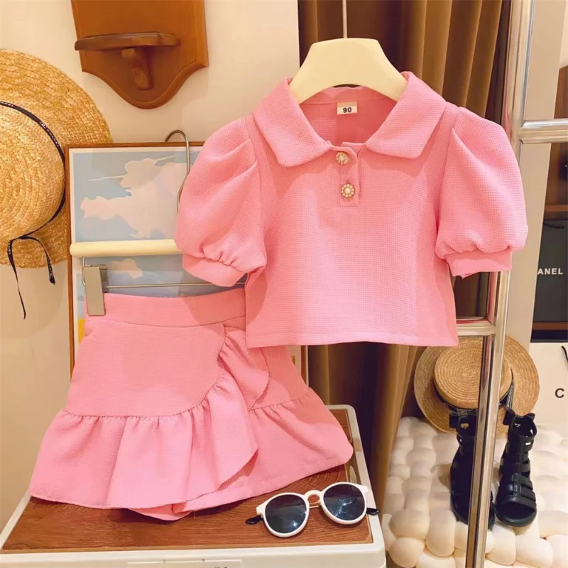 Summer Kids Clothes Girls Fashion Cute Polo Shirt + Skirt 2-piece Sets Baby Girl Outfit Set Kawaii Princess Fishtail Skirt Suit