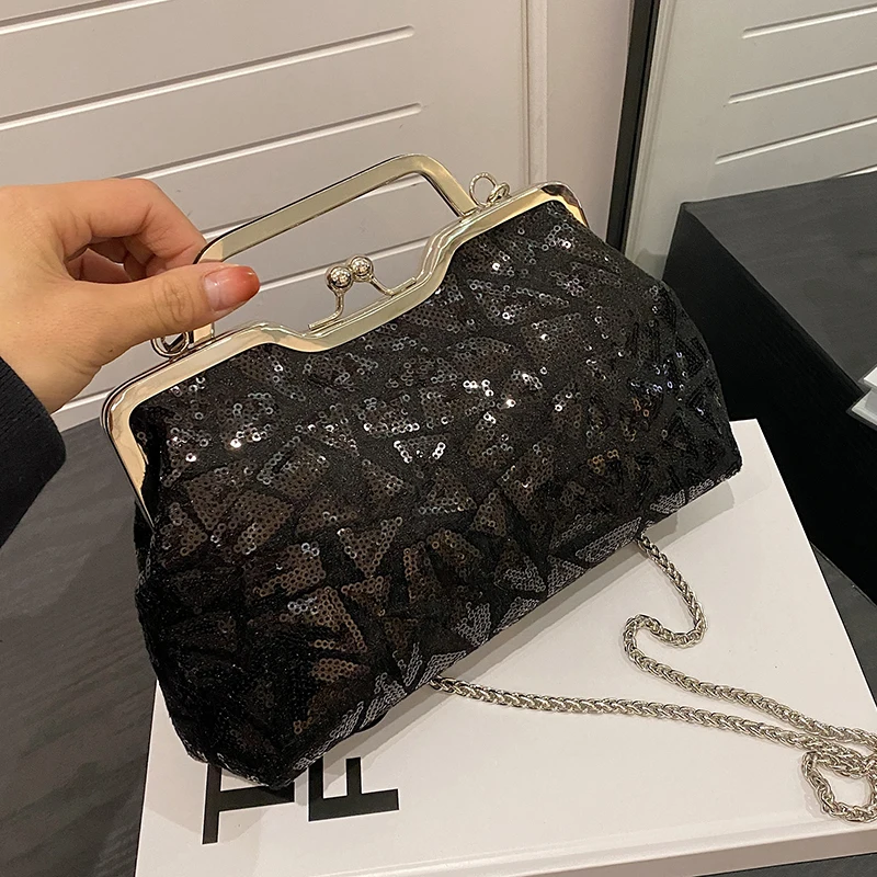 2023 Fashion Multicolor Sequins Evening Bag hasp Luxury Handbag Chain Women Shoulder Crossbody Bag Lady Wedding Party Clutch bag