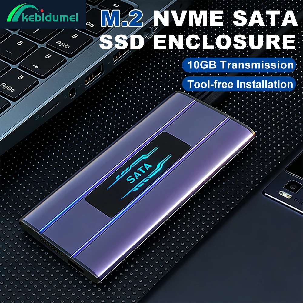 

Kebidumei M.2 NVMe SATA SSD Корпус 4 ТБ 10 Гбит/с Высокоскоростной адаптер USB3.2 Type-C NGFF SATA SSD Внешняя коробка из алюминиевого сплава