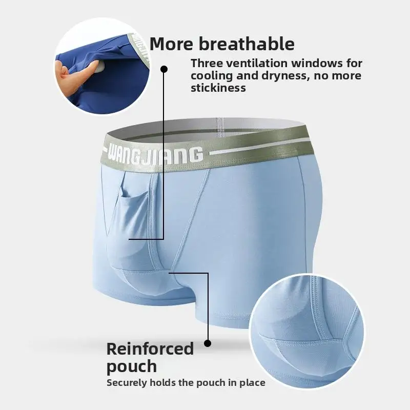Men's Dual Pouch Underwear Boxer Briefs with Scrotal Support Lift 3D Breathable Mesh Reduce Sensitivity Anti Moisture Trunks