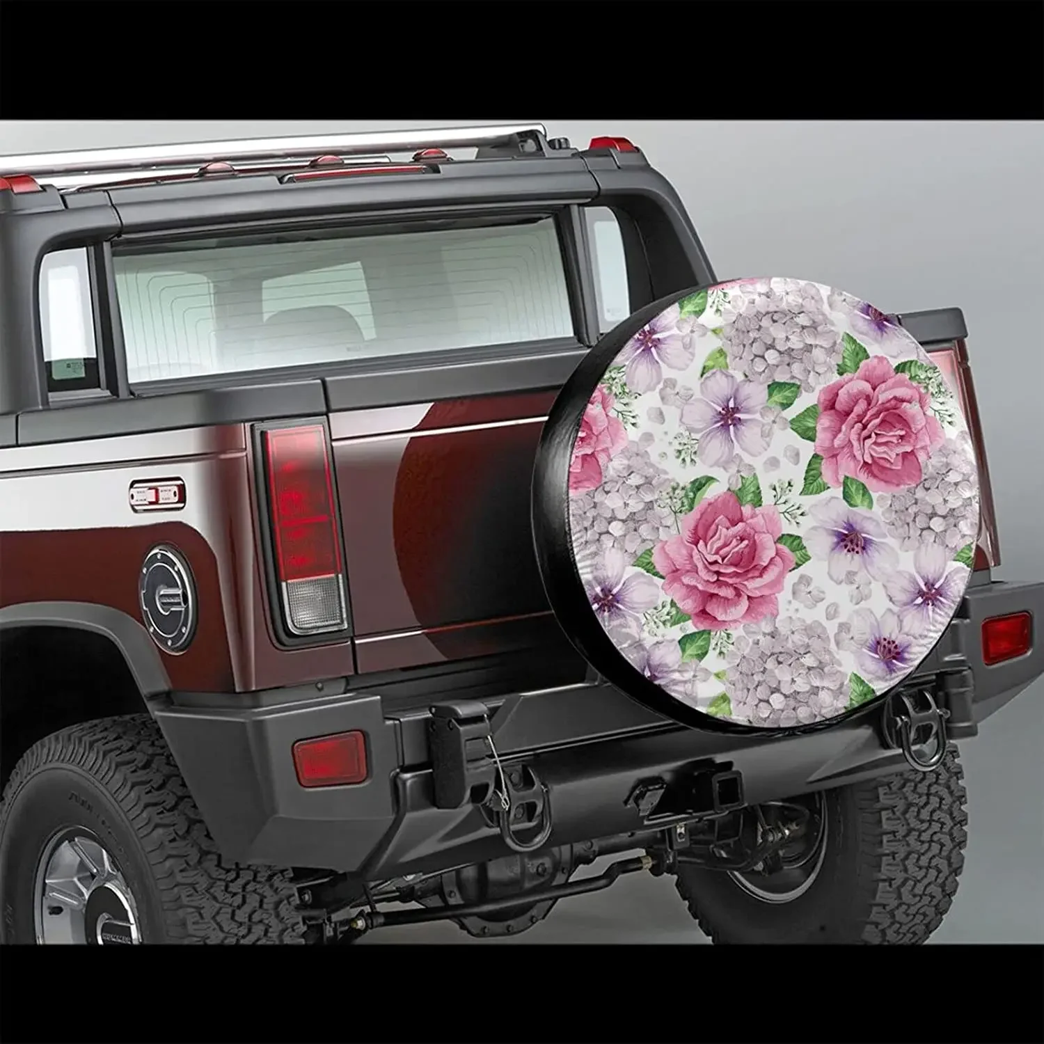 Roses Hydrangea Flowers Petals Spare Tire Cover Waterproof Dust-Proof Wheel Protectors Universal for Trailer,,SUV,RV