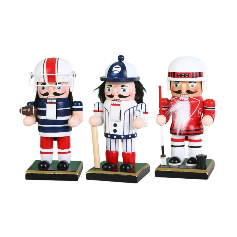 16cm Chubbys Athlete Christmas Wood Nutcrackers Soldier Puppet Display Ornament for Kitchen Christmas Decorations DropShipping