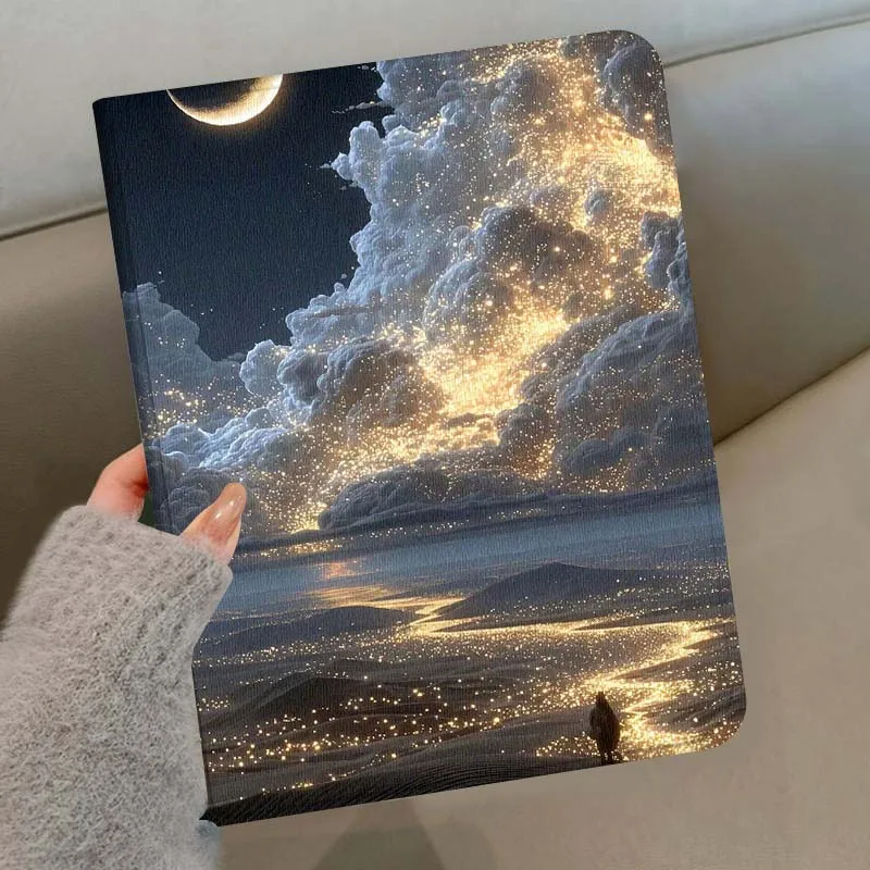 Starry Moonlit Desert Path For Samsung Galaxy Tab S11 S10 S9 S8 S7 S6 A9 A8 A11 Lite FE Plus Pen Tray Tablet Case Soft