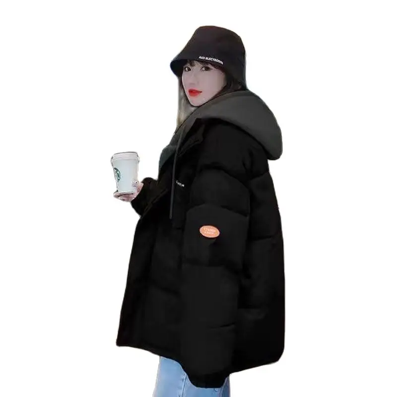 

Winter Hooded Fake Two Pieces Of Bread Clothing Female Ins Tide Korean Version Of the New Joker Long-sleeved Cottonpadded Jacke