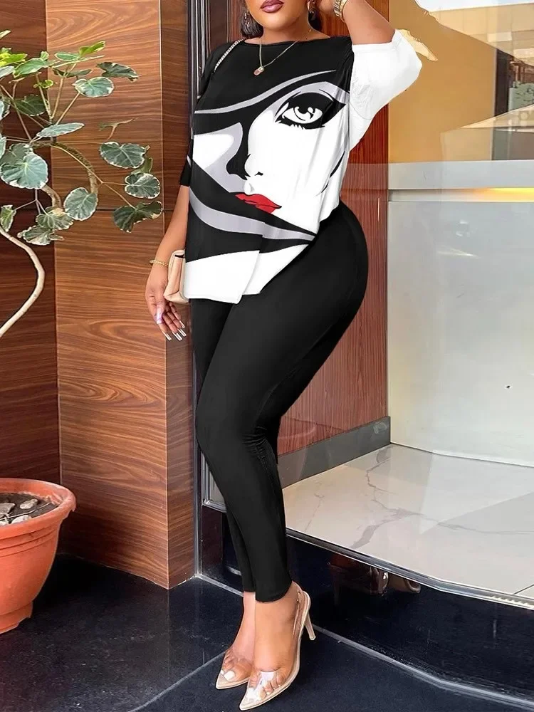 

New Fashion Summer Casual Womens Two Piece Sets Outfit Tie Dye Print Twisted Backless Top & Pants Set Sexy Female Suit