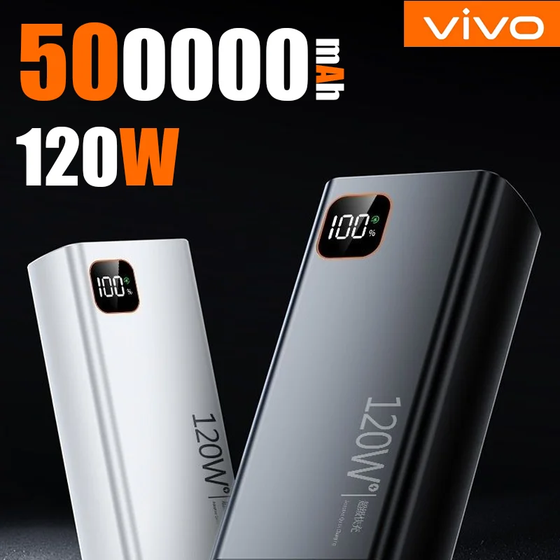 

Внешний аккумулятор VIVO 120W с супербыстрой зарядкой, 500000 мАч, портативное зарядное устройство для iPhone, Samsung, Huawei