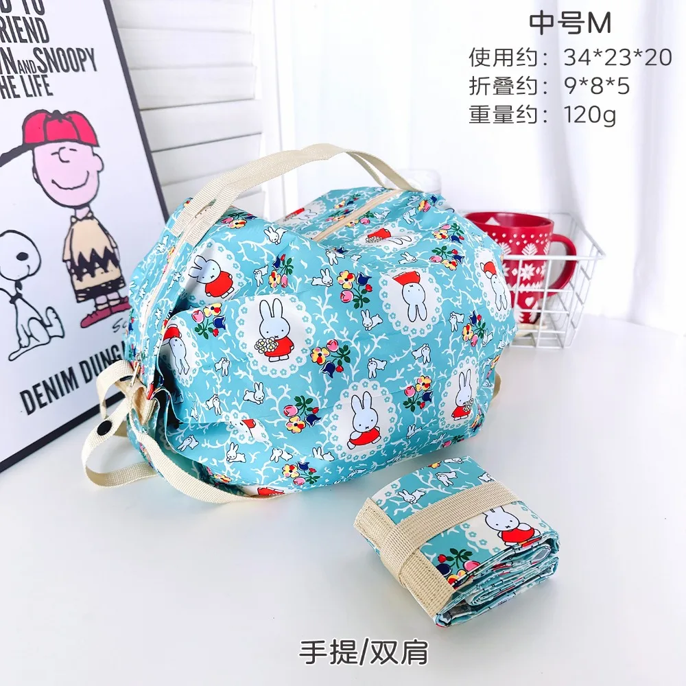 Cute Foldable Eco Friendly Bag Cartoon Large Capacity Shopping Pouch Single Double Shoulder Travel Bag for Daily Outdoor Trip view 6
