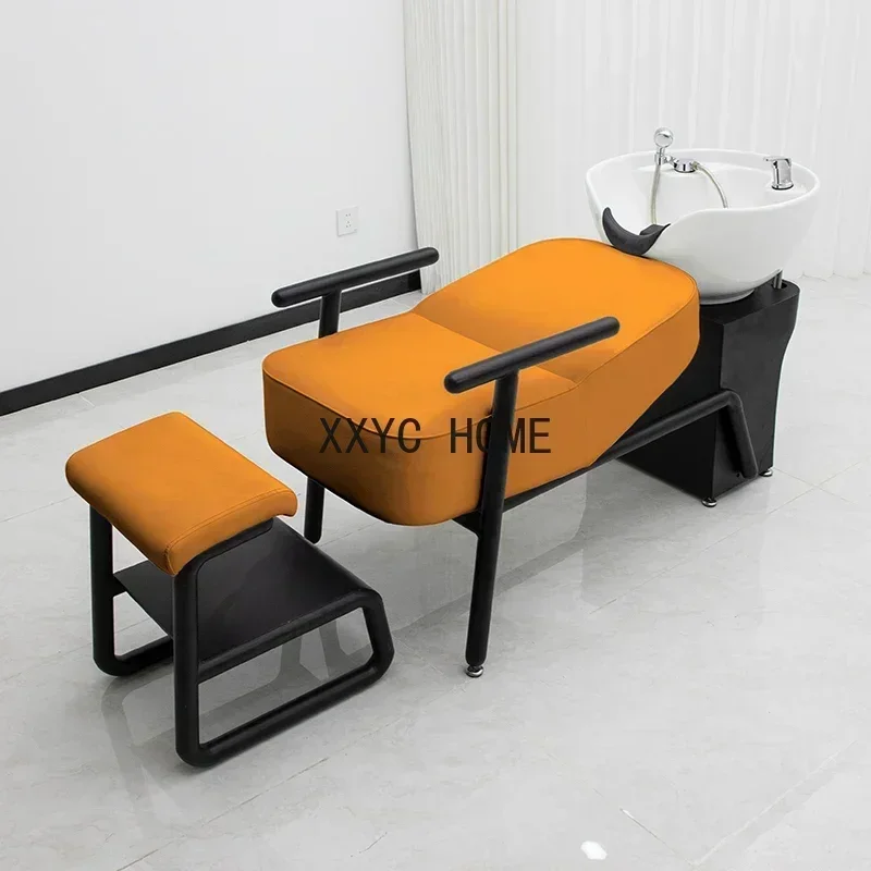 TAO Hair  Lying Half Shampoo Chair Hair  Flushing Massage Couch Barber Shop Ceramic Basin