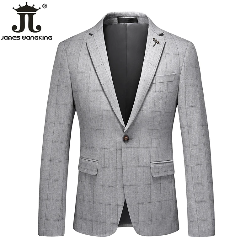 

High-end Brand Boutique Fashion Plaid Casual Business Men's Suit Blazer Jacket Luxury Groom Wedding Suit Jacket for Male