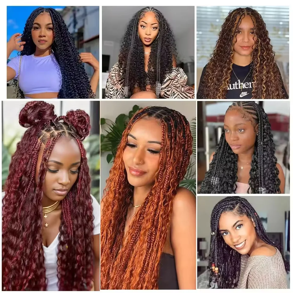 Cabello para crochet twist ondulado profundo, estilo boho, sintético, rizado, fibra de alta temperatura, extensiones para trenzas 6