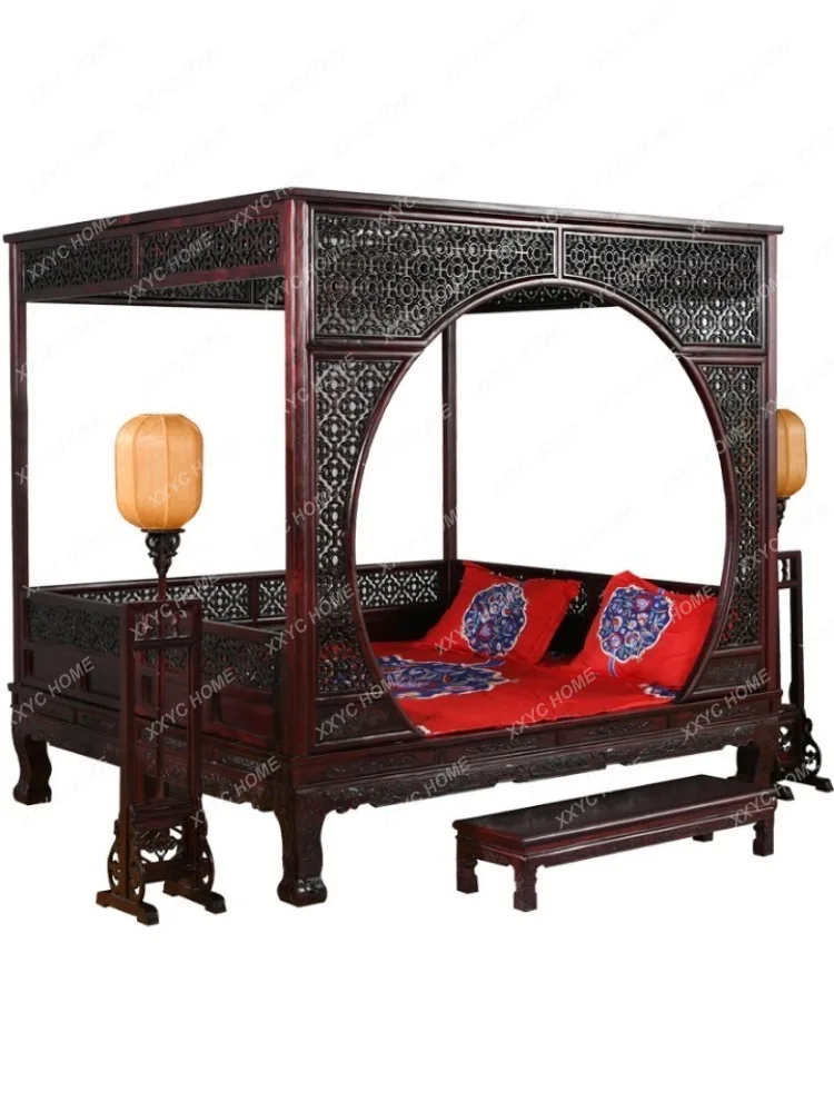 Step Bed Antique Classical Rosewood South Elm Moon Cave Double Thousand Workers Babu Bed New Chinese Style Canopy Bed