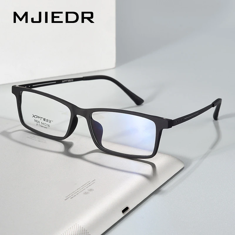 

MJIEDR Optical Eyeglasses Frame for Men and Women Titanium Flexible Legs with TR-90 Plastic Front Rim Eyewear Spectacles Frame