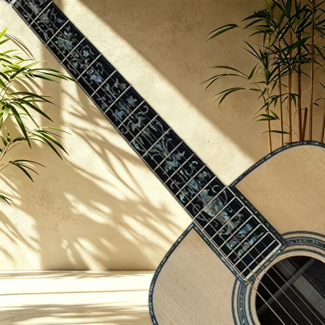 D‑45 All Solid Acoustic Guitar Spruce Top Rosewood Back Sides Ebony Fretboard Floral Shell Inlay Shell Binding Folk Fingerstyle