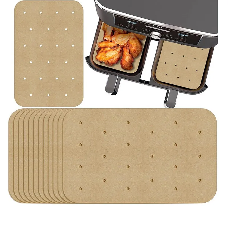 

200/100Pc Disposable Air Fryer Paper Liners Steamer Liners Square Wood Pulp Papers Non-Stick Steaming Basket Mat Baking Utensils