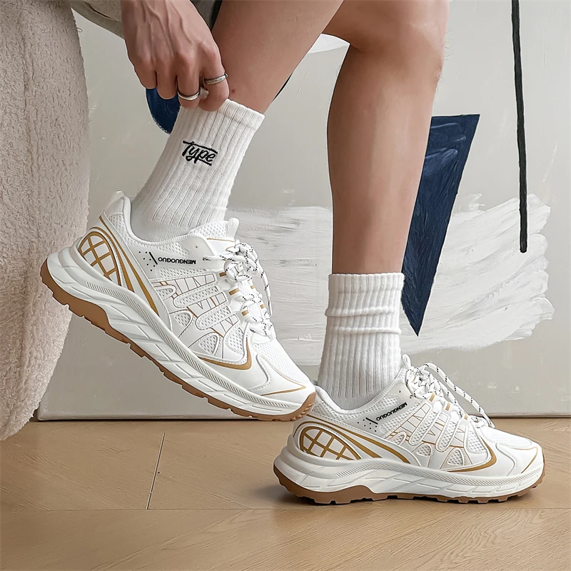 Men's Shoes 39-44 Thick-soled Breathable Sneakers Fashion Mesh Casual Shoes Delivery Fast Casual Men's Cloth Shoes