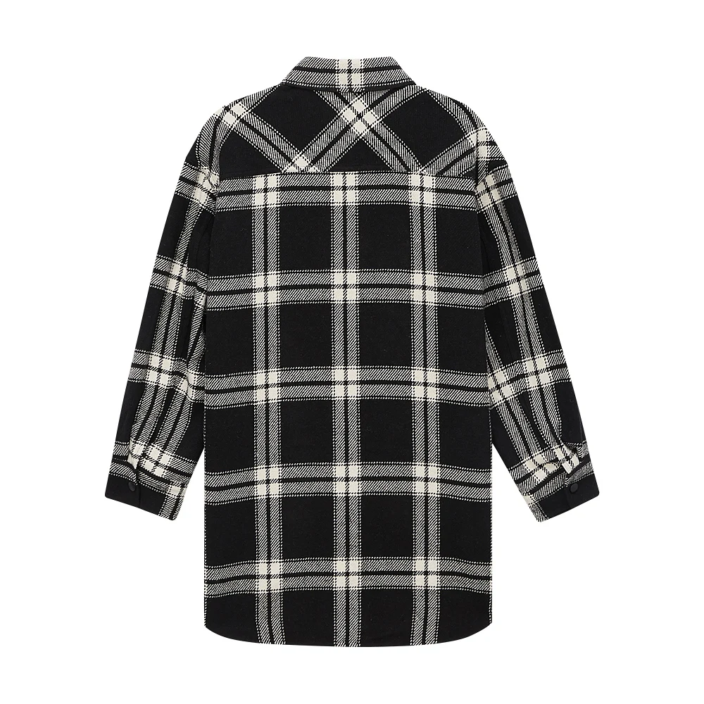 Metersbonwe Classic Plaid Coat Women Autumn Winter New Fashion Loose Comfortable Wool Coat Brand Warm Tops