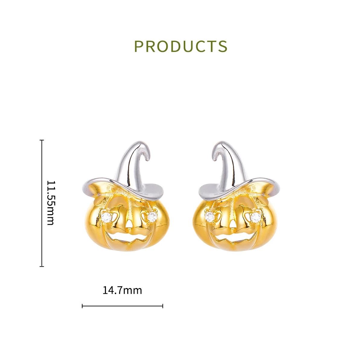 HAIKE S925 Sterling Silver Stud Earrings Original Christmas Series Magic Pumpkin Element Earpin Exquisite Cute Shape Two-Color