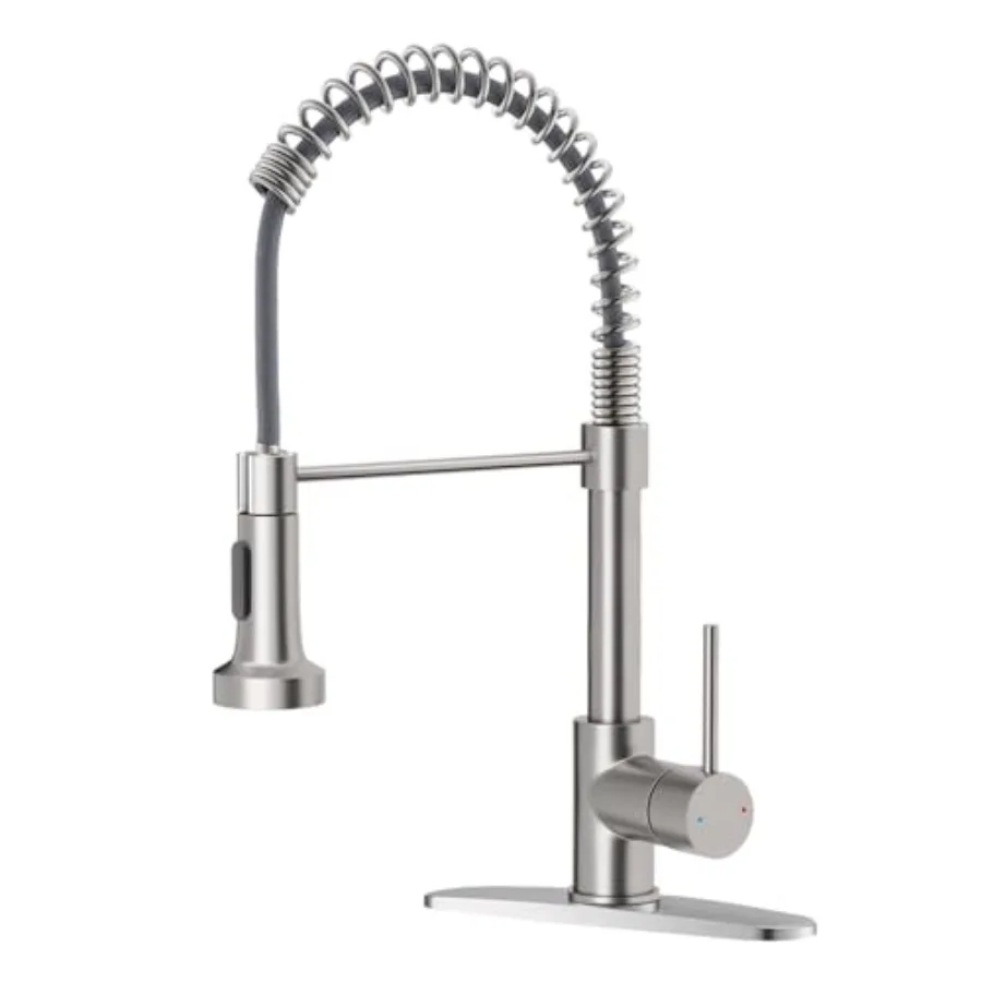 

Kitchen Faucet with Pull Down Sprayer Industrial 1 Handle 1 Hole Or 3 Hole Faucet for Farmhouse Camper Laundry Utility Rv Wet B
