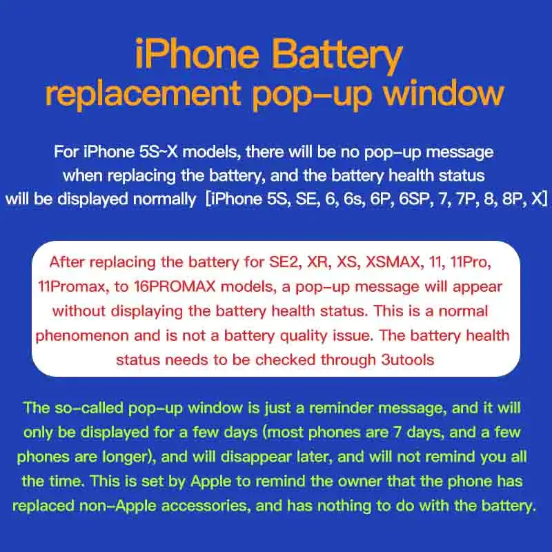 Batería de alta calidad y gran capacidad de cero ciclos para iPhone 6s7 8 Plus X Xs Max Xr 11 11promax Solución de batería con herramienta y pegatina 2