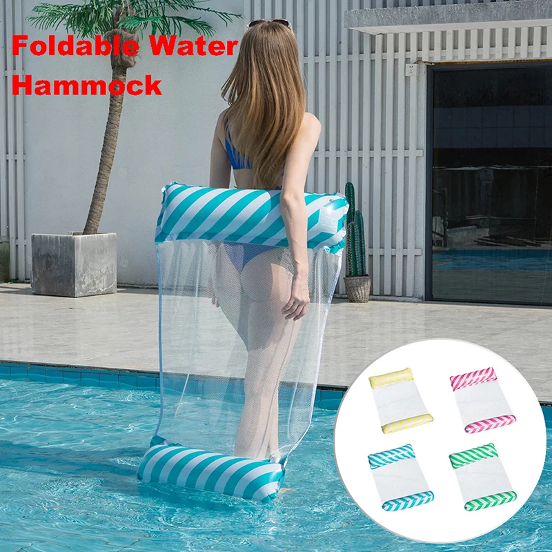 

Foldable Water Hammock Float Lounger PVC Inflatable Pool Mat Floating Bed Chair Swimming Air Mattress Pool Party Toy Recliner