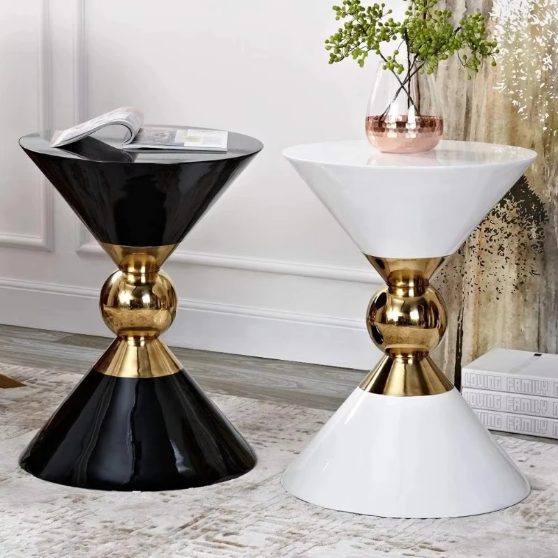 

Modern luxury living room hourglass coffee table with storage round sofa side table home decoration