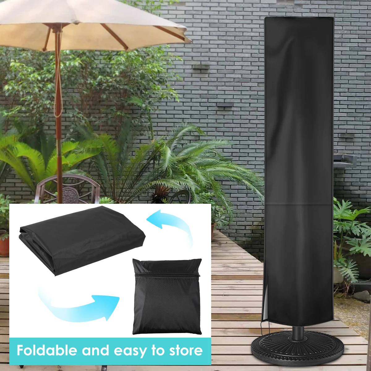 1pc 210D Oxford Cloth Waterproof Cover Outdoor Sunshade Umbrella Cover  Garden Weatherproof Patio Parasol Rain Cover Accessories