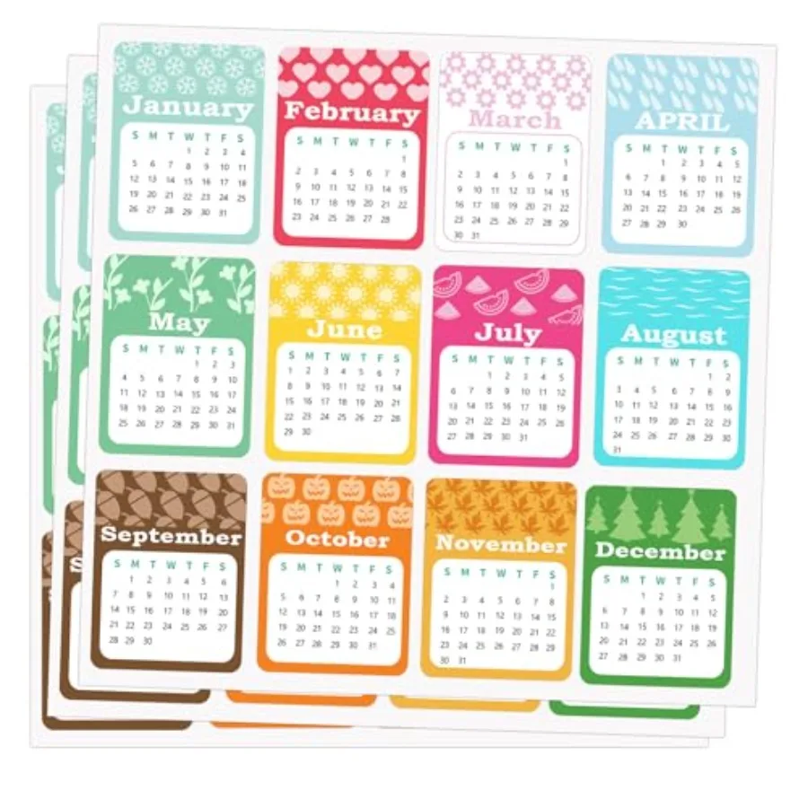 

Ежегодный ежемесячный календарь на 2025 год, Стирания, 2025 декабря, 2x2,5 дюйма, этикетки с ежемесячным расписанием для путешествий, скрапбукинга, блокнот Su