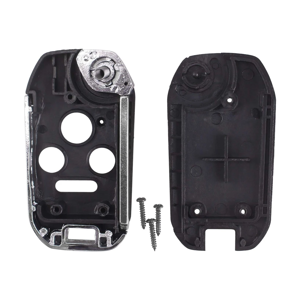 3+1 Panic 4 Button Folding Flip Remote Key Shell Case with Uncut Blad Replacement for H-on-da Accord Civic Pilot CRV