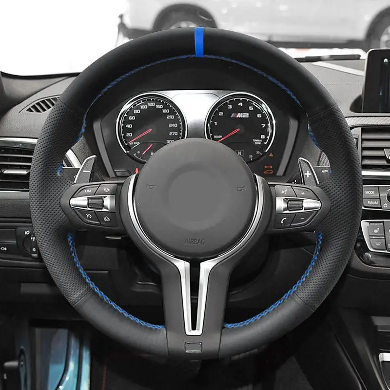 Car Interior Steering Wheel Cover Leather Trim For BMW M Sport F10 F11 F12 F20 F21 F22 F23 F30 F31 F32 F33 F15 F16 F25 F26 M3 M4