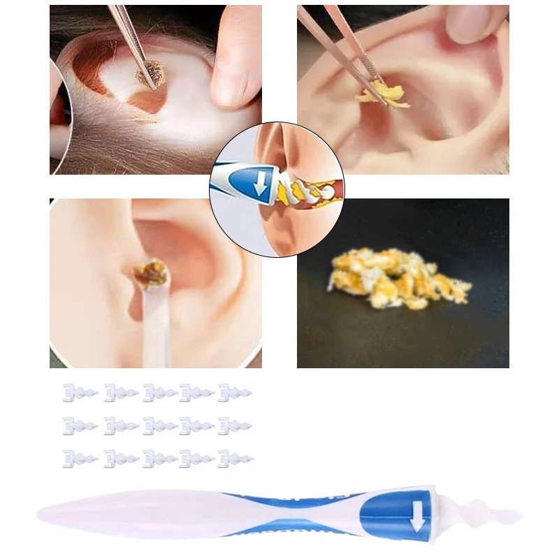 

Ear Oil Remover Ear Wax Cleaning Tool Portable Spiral Soft Silicone 16 Head Earwax Clean Set For Adults And Children