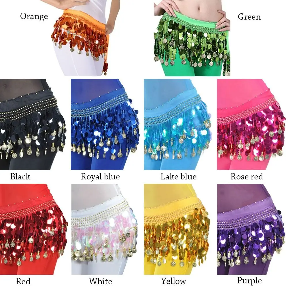 Sexy Show Costumes Sequins Dancer Skirt Belly Dance Belt Hip Scarf Waist Chain