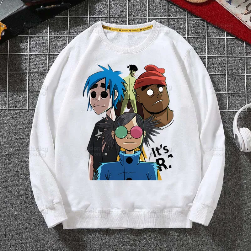 Gorillaz PUNK ROCK Cartoon Hoodies ChakaKhan Noodle Sweatshirts Men Woman Fashion Autumn Winter Hip Hop Hoody Casual Tops