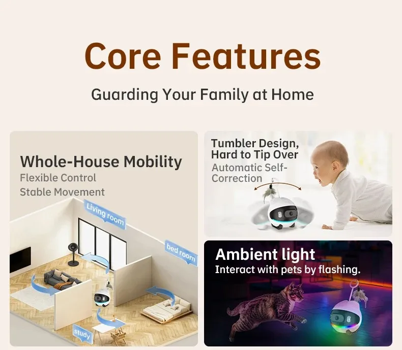 DIDSeth 4G WiFi Pet Camera with Motion Detection Alert Wide Angle Night Vision Wireless Robot for Home Security Pet Monitoring