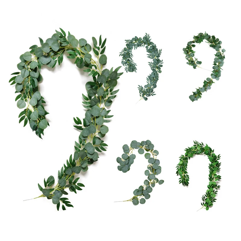 

1pc Artificial Eucalyptus Willow Leaf Green Flower Wreath for Wedding Background, Dining Table Path Decoration