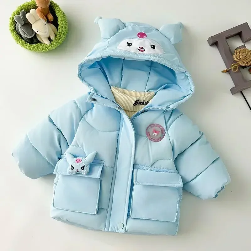 Kuromi Anime Kawaii Ins MINISO Mode Kinder Langarm Jacke Niedlichen Cartoon Gepolsterte Kaschmir Verdickt Mantel Kleidung Spielzeug