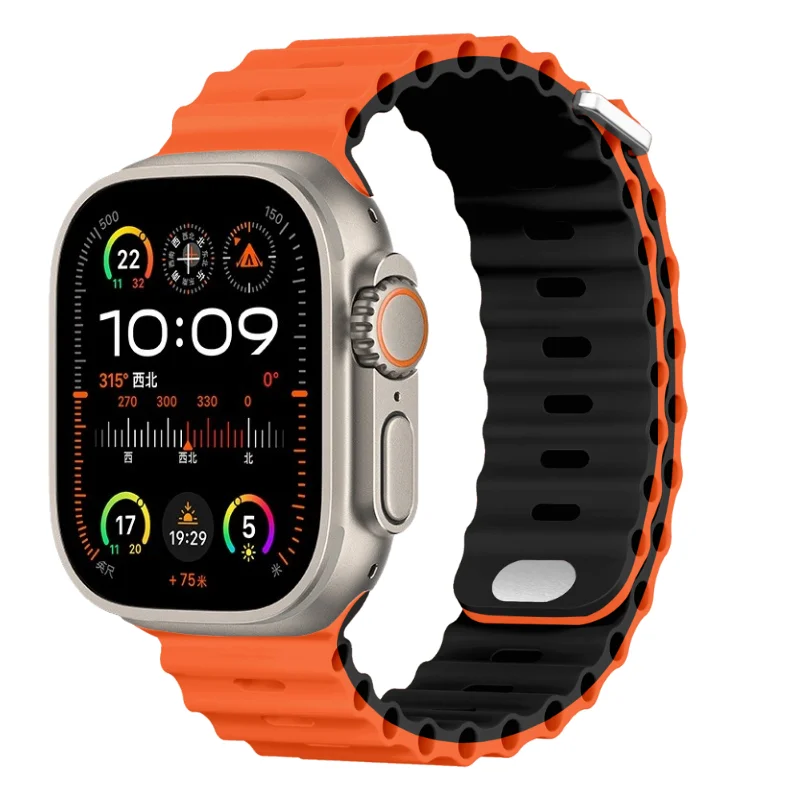 Ocean Strap para Apple Watch, Ultra 2, 49mm, 9mm, 8mm, 7mm, 45mm, 41mm, pulseira esportiva, iWatch Series 10, 6, 5, 4, SE, 44 milímetros, 40