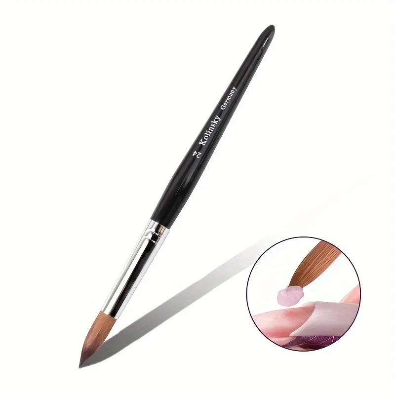 Kolinsky – brosse à ongles en acrylique noir, taille 2-24, bonne qualité, Imitation d'art, brosse en vison, manche en bois, constructeur de Gel, outils de dessin de manucure