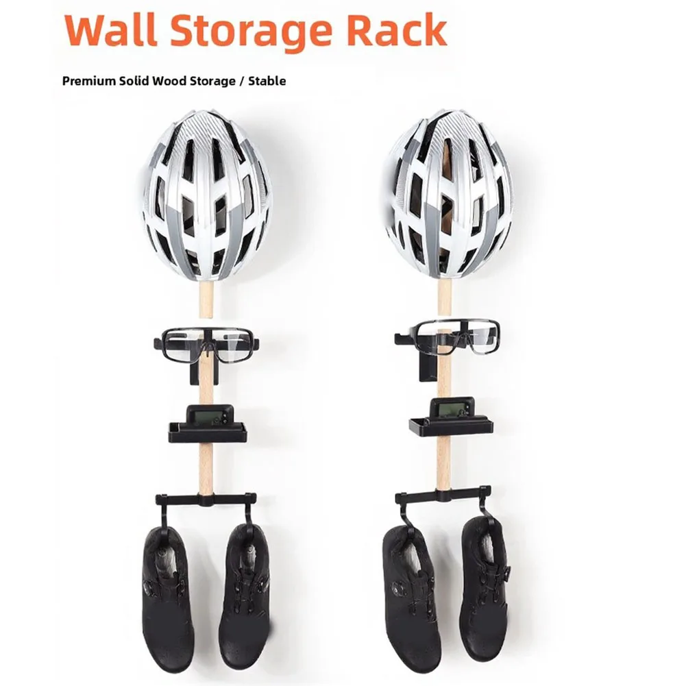 Bike Gear Rack Silent Edition/Screw Style Beech Wood Nylon No-drill All-in-One Wall-Mounted Storage Hanging Bag view 2