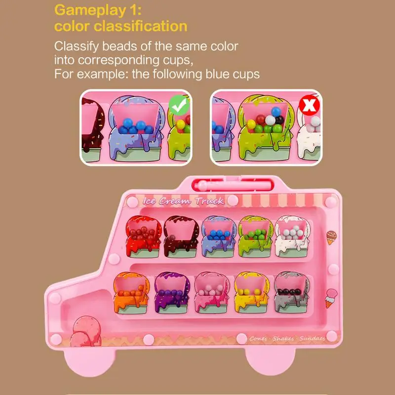 Montessori Toys Magnetic Color Sorting Maze Board Pen Moving Bead Games Fine Motor Skills Educational Games For Kids Gifts