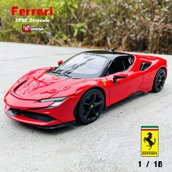 Bburago-coche de fundición a presión Ferrari SF90 Stradale, modelo de coche de aleación de simulación, decoración artesanal, juguete de colección, 1:18