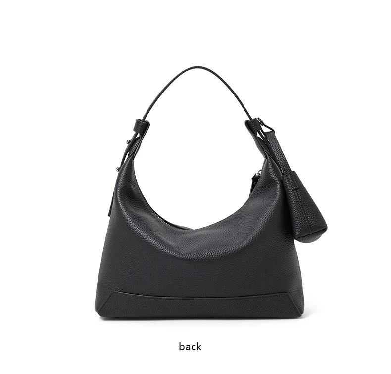 Hobo-Tasche aus genarbtem Rindsleder für Damen mit zwei Trageriemen, weichem Rindsleder und Einzel-Schulterriemen für den täglichen Freizeitgebrauch. – Detail 11