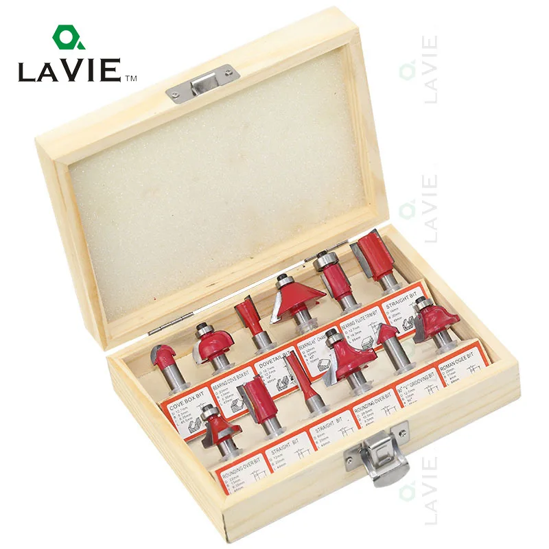 6-handle 12-piece Set 15-piece Box Woodworking Milling Cutter Straight Knife Round Knife Trimming Machine Cutter Head Leqing Lei