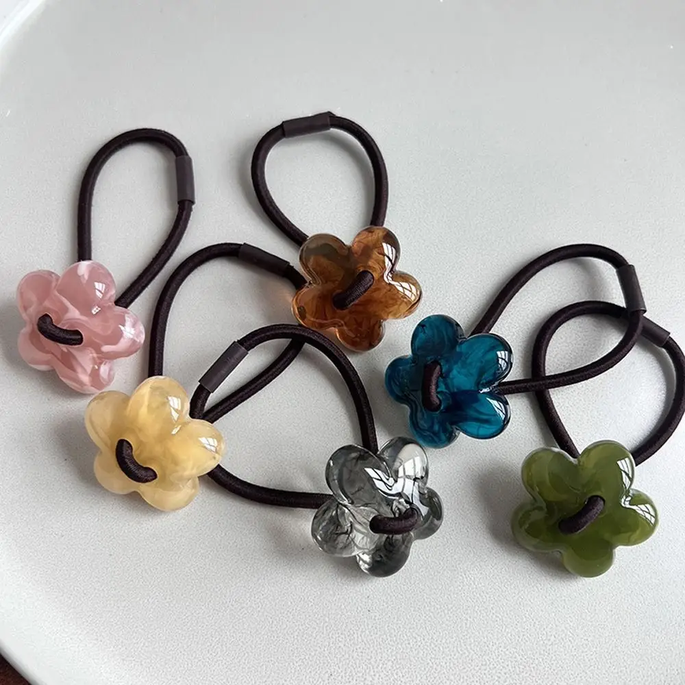 

Headwear Ponytail Holders High Horsetail Hair Rope Plastic Flower Scrunchies Hair Rubber Bands Women Hair Bands Sweet Hair Ties