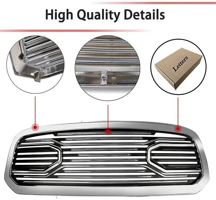 Chrome Big Horn Style Front Grille For 2013 2014 2015 2016 2017 2018 Dodge Ram 1500