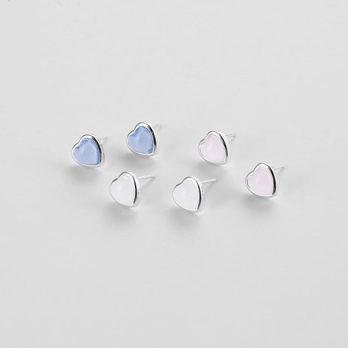 RYJU 100% 925 Sterling Silver Sweet Drip oil heart Stud Earrings Korean Cute Heart Earring Fashion Simple Wedding Jewelry