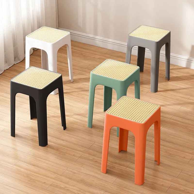 Minimalist Plastic Dining Stools Thickened Home Adults Sturdy Dining Table Chairs Stackable Dining Room Furniture High Stools