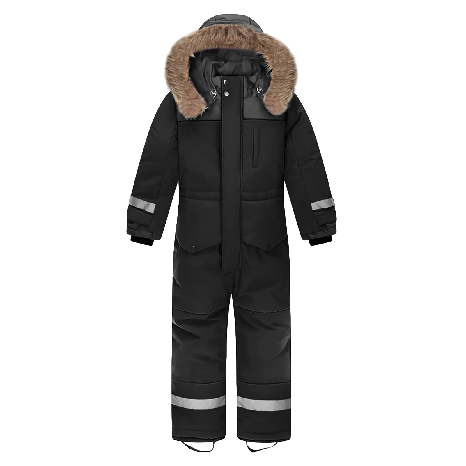 Children Ski Jumpsuit Boys Girls Winter Windproof Warm Outdoor Skisuits Fleece Hooded Jacket Pants Kids Skiing Snowboarding Wear