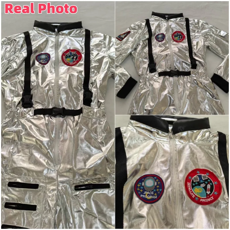Silver Astronaut Costume Adult for Women Men Cosplay Costumes Spaceman Jumpsuit Space Suit Outfit Halloween image 3